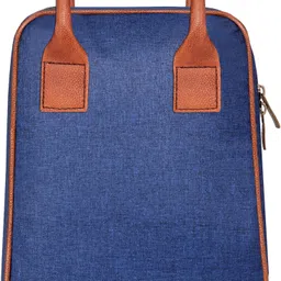 parth enterprise Blue-Tan Faux Leather & Linen PVC Cotted Fabric Insulated Tiffin bag PE-TB01 Lunch Bag-picture-30