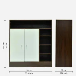 outkraft Okta Shoe Cabinet In Dark Agacia With Ceramic White image 2