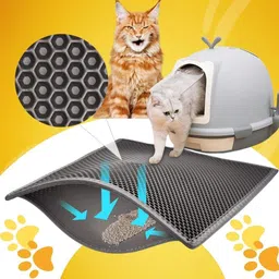 vayinato Cat Litter Mat (60*45Cm) For Litter Box Anti Slip Honey Comb Double Layer Design Cat Pet Mat-picture-17