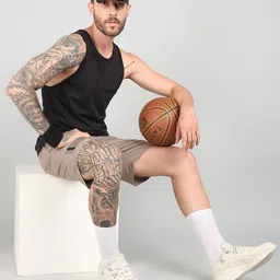 gnockface Solid Men Beige Sports Shorts image 4