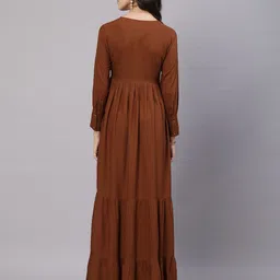aayu Women Layered Brown Maxi/Full Length Dress image 2