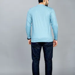 sti Men Printed Round Neck Polycotton Light Blue T-Shirt image 2