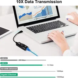 microware USB 3.0 male A to RJ45 female ethernet adapter, 10/100/1000Mbps Gigabit Lan Adapter image 4