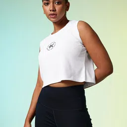 hrx by hrithik roshan Women Printed Round Neck Polyester White T-Shirt image 5