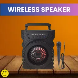 FRONY 301(PORTABLE WIRELESS BLUETOOTH SPEAKER) Crystal Clear SoundWith Karaoke MicC426 5 W Bluetooth Laptop/Desktop Speaker image 1