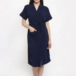 superior Navy Blue Free Size Bath Robe-picture-13