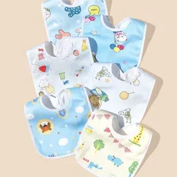 fuku 4Ps Baby Bibs Apron For Feeding & Drooling Cute Animated Print With Tich Button-picture-19