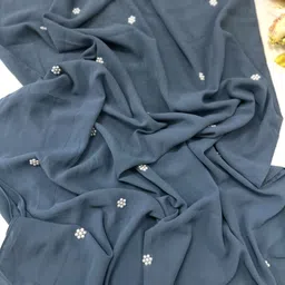 qalb luxuria Self Design Georgette Women Blue Stole image 3