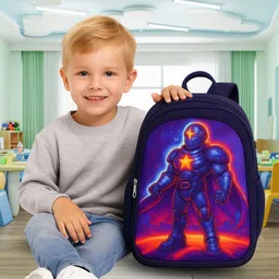 Robot Hero Navy Blue Lightweight Kids Backpack Waterproof School Bag-image-10