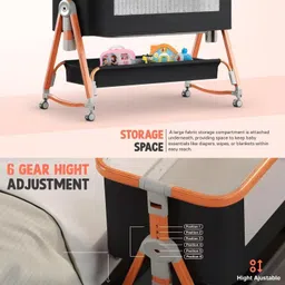 baybee baby bedside crib cradle for baby bassinet for kids with 6 Height Adjustable image 3