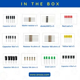 ansoz Breadboard Package or Breadboard, Capacitor, Resistor, LED, Switch Etc(Comes in a Box) Educational Electronic Hobby Kit image 2