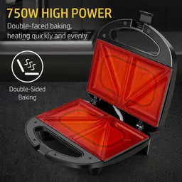 style homez VENTE, 750W Electric Sandwich Maker with Non-Stick Coating Toast image 3