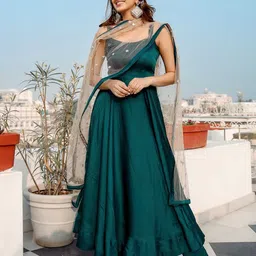 akshitafeb Art Silk Stitched Flared/A-line Gown image 1