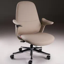 durian Elixir Leather Executive Chair In Beige Colour image 1
