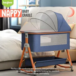 baybee baby bedside crib cradle for baby bassinet for kids with 6 Height Adjustable image 2