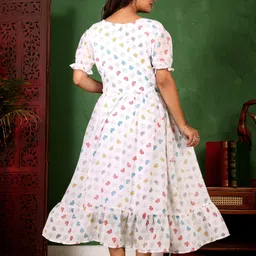 swastik Women Maxi White Full Length Dress image 5