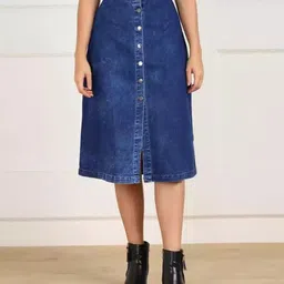 aksha creation Women Solid A-line Dark Blue Skirt-picture-26