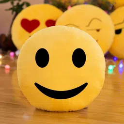 softlyf Microfibre Cushion Pack of 1 Solid Emoji Plush Smiley Pillow Cushion, Sleeping Face, 14 x 14 Inch image 2