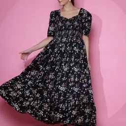 sheetal associates Women Fit and Flare Black Maxi/Full Length Dress-picture-26