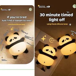 unzag Panda LED Night Lamp Rechargeable Silicone Nightlight with Cute Animal for_Kids Night Lamp image 3