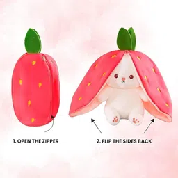 bestlook Reversible Rabbit - Strawberry Bunny Soft Toy ( Plushie Rabbit ) - 35 cm image 2