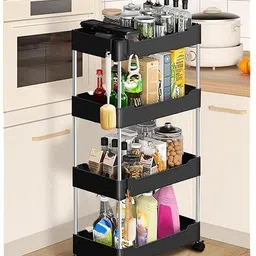 mgkenterprise Fruits/Vegetables Kitchen Rack 4 Layer Portable Modern Trolly Plastic Fruit & Vegetable Basket Plastic, Steel-picture-26