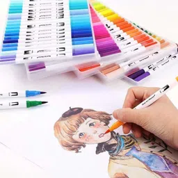 feelhigh 72 White Dual Markers Brush Pen, Fine Point Art Marker & Brush Highlighter Pen image 4