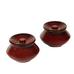 amaya decors Dove Red Handi with Lid Set of 2 image 4