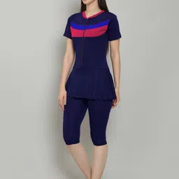 megaska Self Design Women Swim-dress Blue Swimsuit image 3