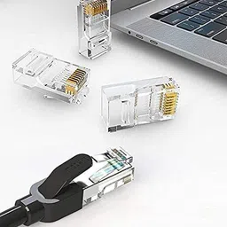 BALRAMA RJ45 Cat5 Cat5e CAT6 Pass Through Transparent Connectors (Cat6 100 pcs pack) Network Interface Card image 2