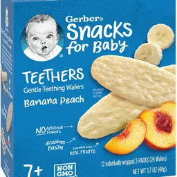 gerber Snacks for Baby Banana Peach Teethers for 7+ Month Baby, USA-Made Vegetarian Baby Snacks 60 g image 3