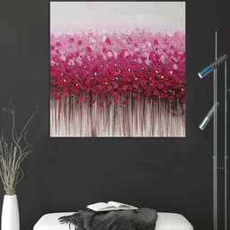 art street Pink 3D Embossed Floral Original Handmade On Canvas Painting image 1