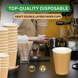 khaana packaging Pack of 25 Paper RIPPLE PAPER CUPS, USES IN COFFEE, TEA, CAPPUCCINO AND OTHER HOT COLD BEVERAGE image 2