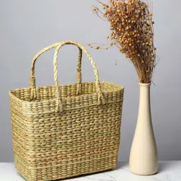 habereindia Picnic Rectangular Baskets|Lunch Basket|Cane Or Jute Basket|Cane Basket For Gifting|Wicker Baskets (Plain Beige) image 1