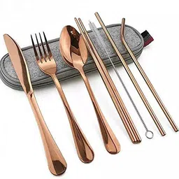 cherrybox Portable Utensils Flatware Set, Travel Camping Cutlery Set, 8-Piece Stainless Steel Cutlery Set-picture-15