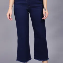 selvo Women Flared High Rise Dark Blue Jeans-picture-11