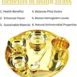 chef turtles Pack of 6 Brass Dinner/Thali Set, Pital Thali Set of 6pieces Handmade Brass Dinner Set image 5