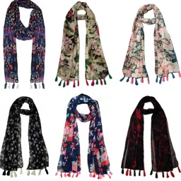 xmsfashion Printed Chiffon Women Multicolor Scarf, Stole, Fancy Scarf-picture-39