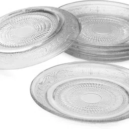 1st time Designer Stylish Glass Dinner, Lunch, Snack Serving Plate, Pack Of 6 Dinner Plate image 1