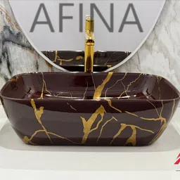 afina industries Premium Ceramic BASIN Which Gives Look To your Home Table Top Wash Basin AL1038 Rich Chocolate Special Color Wash Basin Series Table Top Basin Table Top Basin image 5