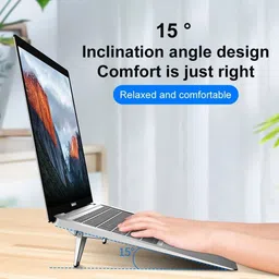 JAZLOG Mini Premium Metal Folding Portable Laptop Stand Non-Slip Base Laptop & Tablet Laptop Stand image 5