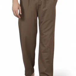 qashida Men Relaxed Brown Pure Cotton Trousers-picture-23