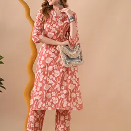 kjfab Women Pure Cotton Kurta Pant Set image 4