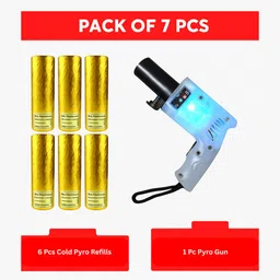 Pyro Gun Pack of 1 + 6 Cold Pyro Refills | For Wedding, Diwali & Party Use Fog & Haze Machine-image-3