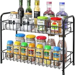 blute Utensil Kitchen Rack Iron 2-Tier Kitchen Rack Multipurpose Storage Rack For Small Containers Steel-picture-13