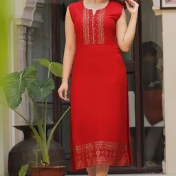 ridhyara clothing Women Printed Viscose Rayon Straight Kurta-picture-17