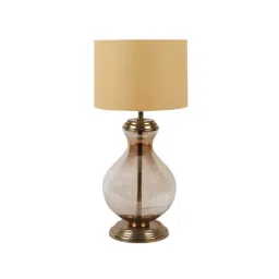 Beige Iron & Cloth Shade Table Lamp With Brown Base By Sapphire image 3