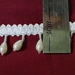 diara Cream latkan katdana hanging lace border for Dresse, Saree, Lehenga, Dupatta, Bag, Craft and Decorations (4meter) Lace Lace Reel image 3