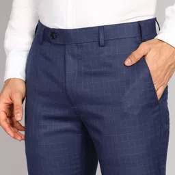 raymond Men Slim Fit Dark Blue Viscose Rayon Trousers image 5