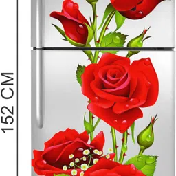 delight decor 61 cm Red Flower Rose Fridge Sticker Self Adhesive Sticker image 2
